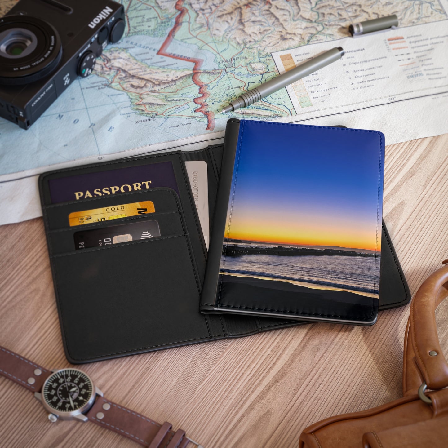 Passport Cover - "Golden Blues"