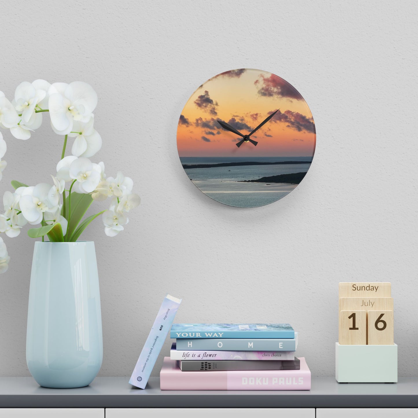 Acrylic Wall Clock - “Sunset Drift”