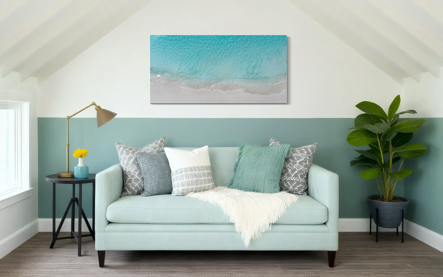 Minimal coastal landscape still tide soft turquoise sea and sand — Salty Vibes