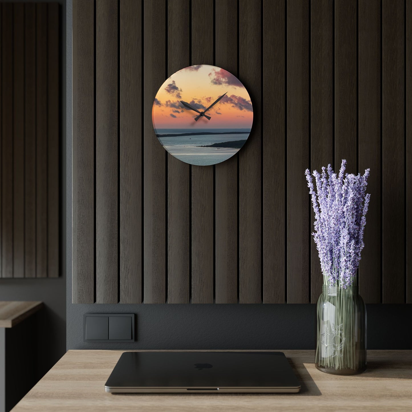 Acrylic Wall Clock - “Sunset Drift”