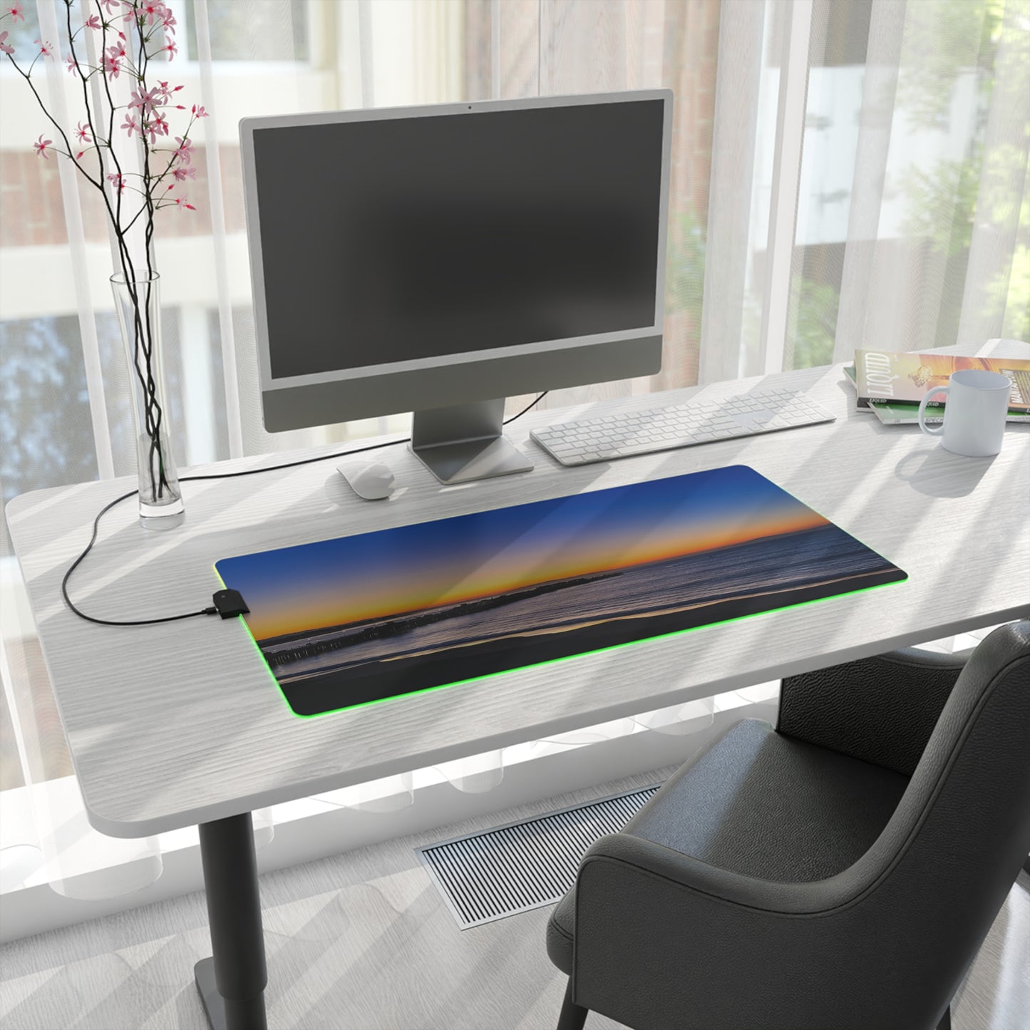 LED Gaming Desk Pad - "Golden Blues"