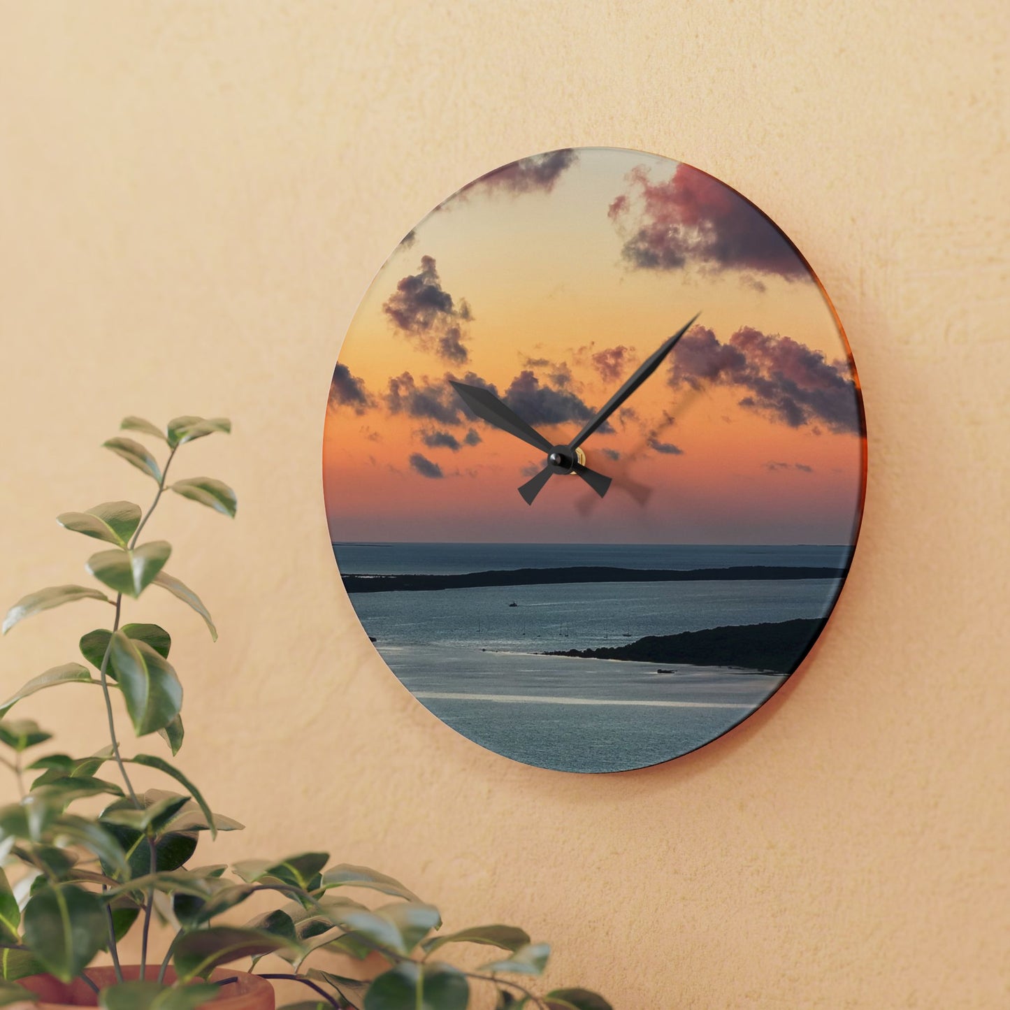 Acrylic Wall Clock - “Sunset Drift”