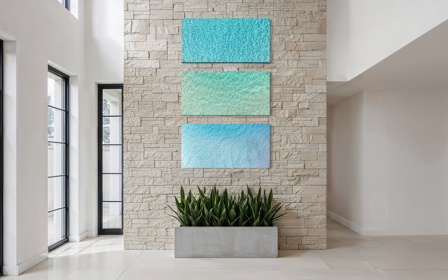 Still Waters Triptych Ocean Collection Soft Luminous Calm Tide — Salty Vibes