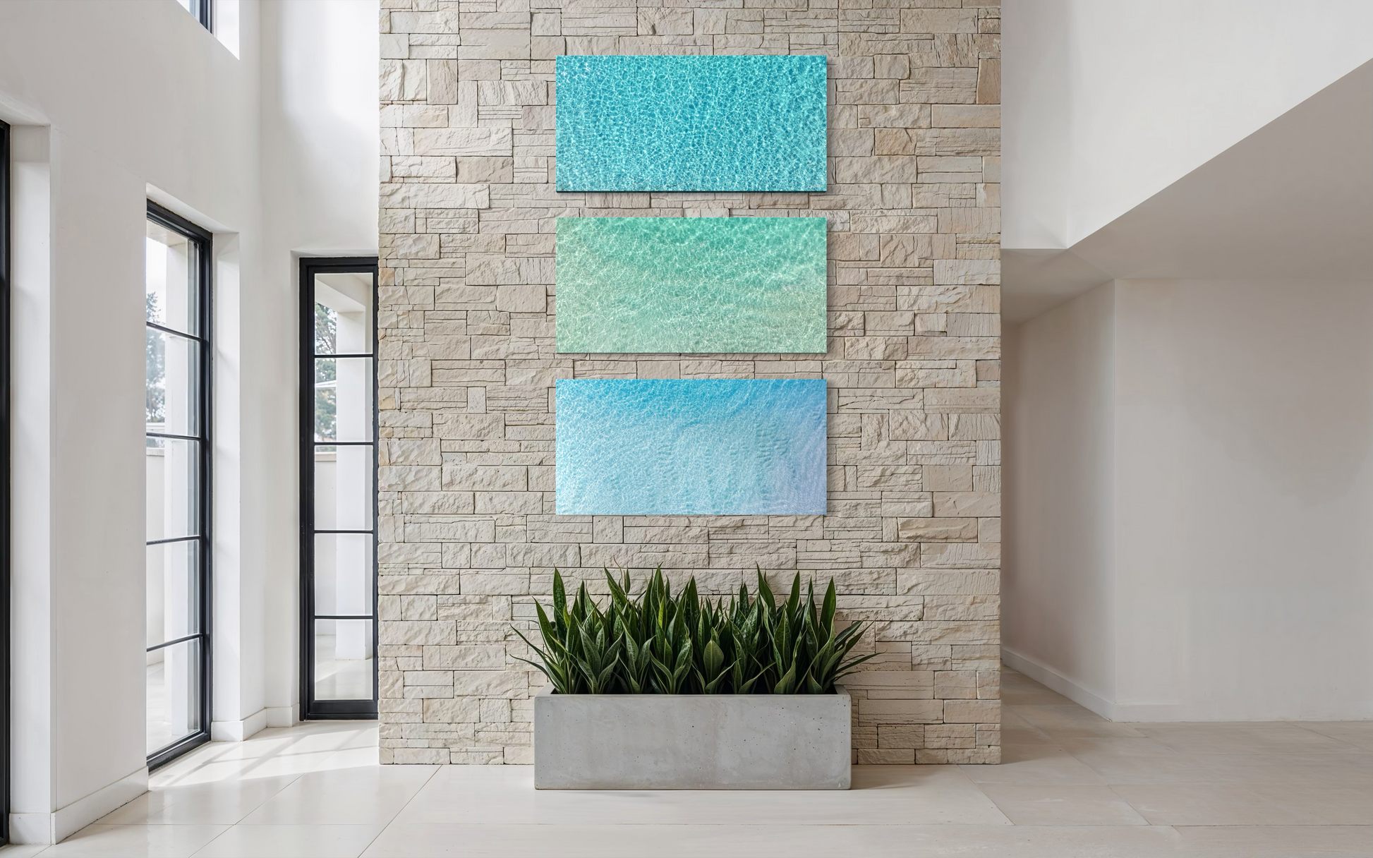Still Waters Triptych Ocean Collection Soft Luminous Calm Tide — Salty Vibes