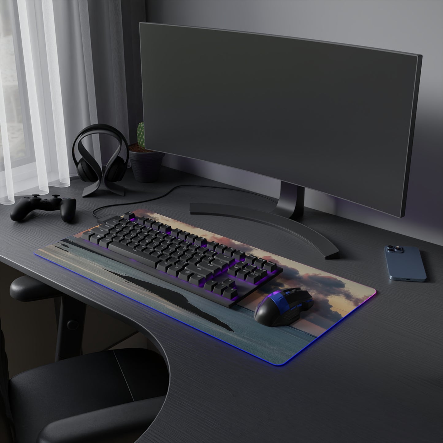 LED Gaming Desk Pad - "Sunset Drift"