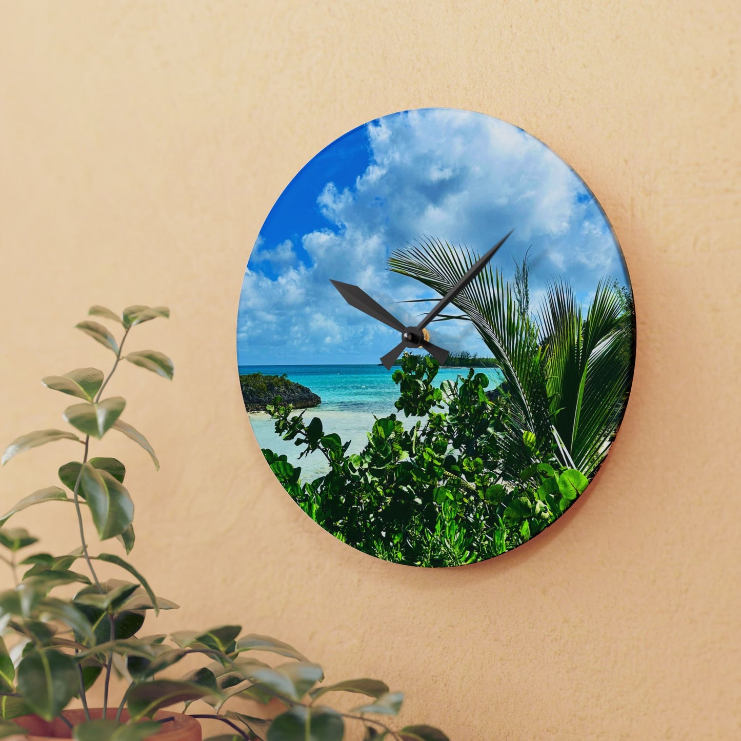 Acrylic Wall Clock - “Sea Turtle Cove”