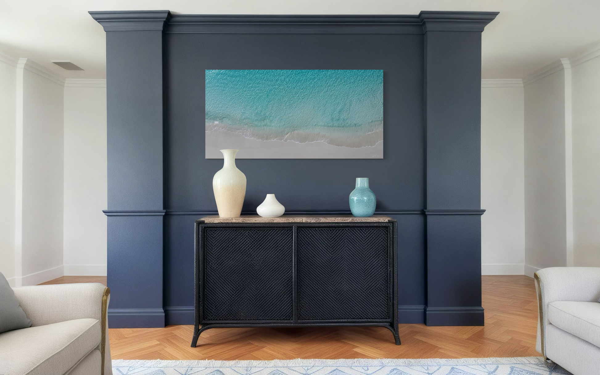 Minimal coastal landscape still tide soft turquoise sea and sand — Salty Vibes